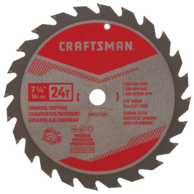 Top 10 💯 Craftsman Circular Rip Saw Blade - 7 1/4-in Dia - 24T - ATB Grind Geometry - Carbide Teeth ⭐ 1 Top 10 💯 Craftsman Circular Rip Saw Blade - 7 1/4-in Dia - 24T - ATB Grind Geometry - Carbide Teeth ⭐
